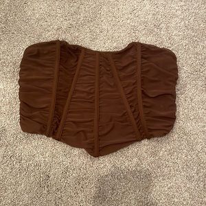 brown strapless going out top!